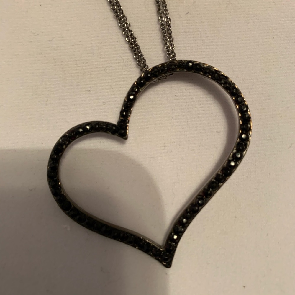 ✔️✔️Black Rhinestone Heart Necklace